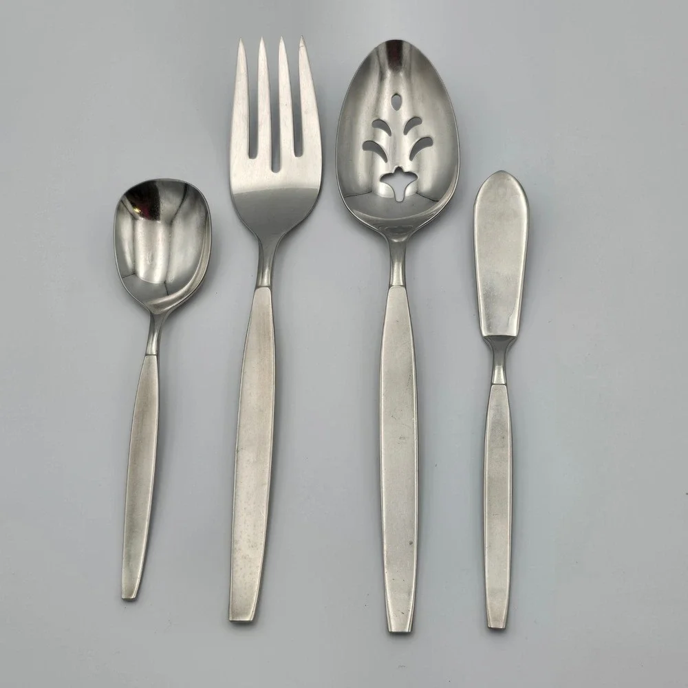 Oneida Community Stainless Frostfire Flatware Spoon Fork Knife Host Set Vintage